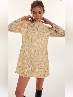 Free People Maringue mini dress in cream combo